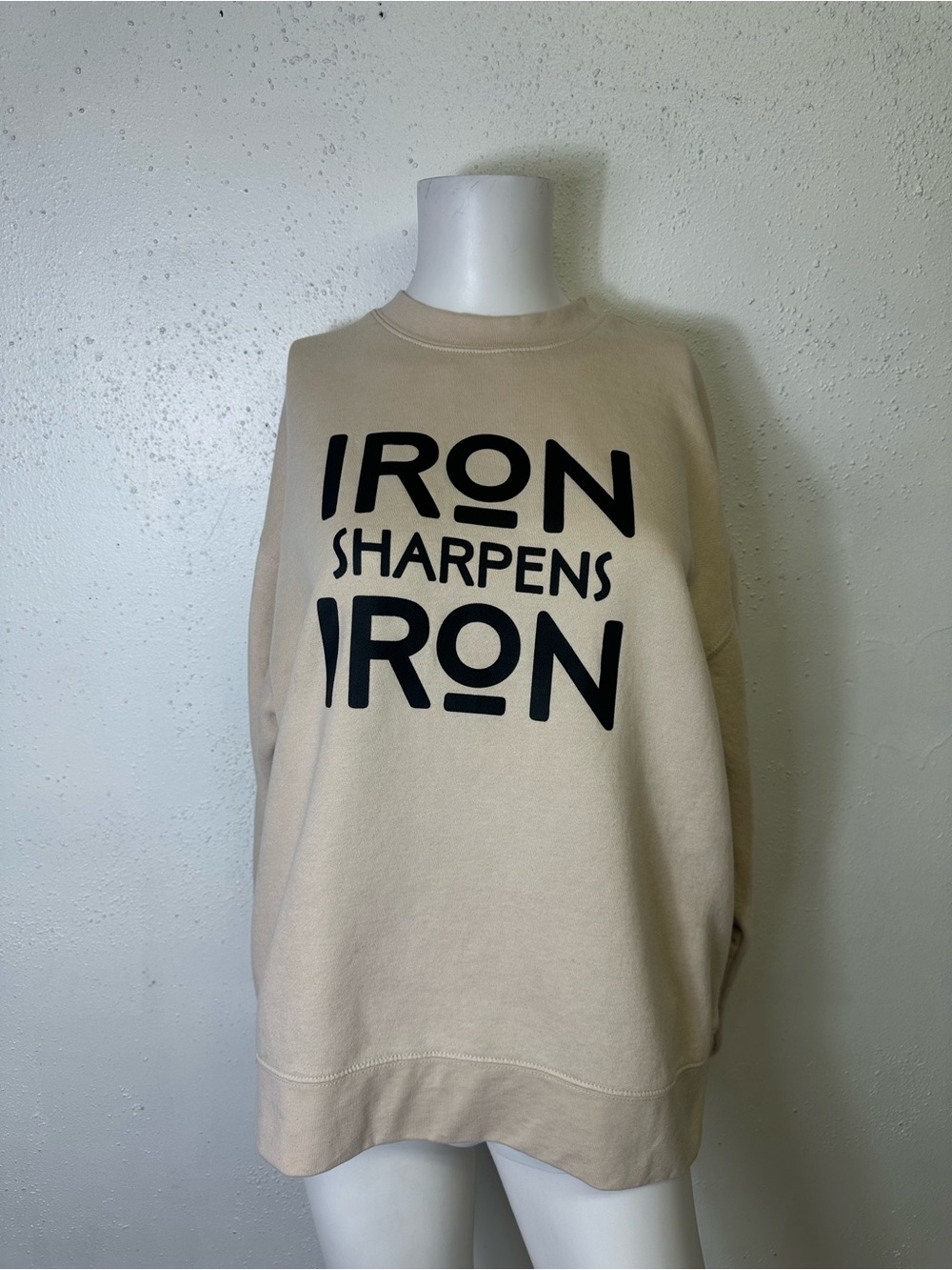 Iron Sharpens Iron – Christian Men  Proverbs 27:17 Sweatshirt Cream Size Small